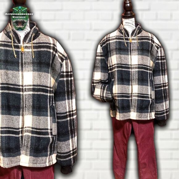VINTAGE 1960’s Men’s Plaid Wool Warm Winter 49er Style Shacket Jacket, Penneys X - Picture 1 of 10